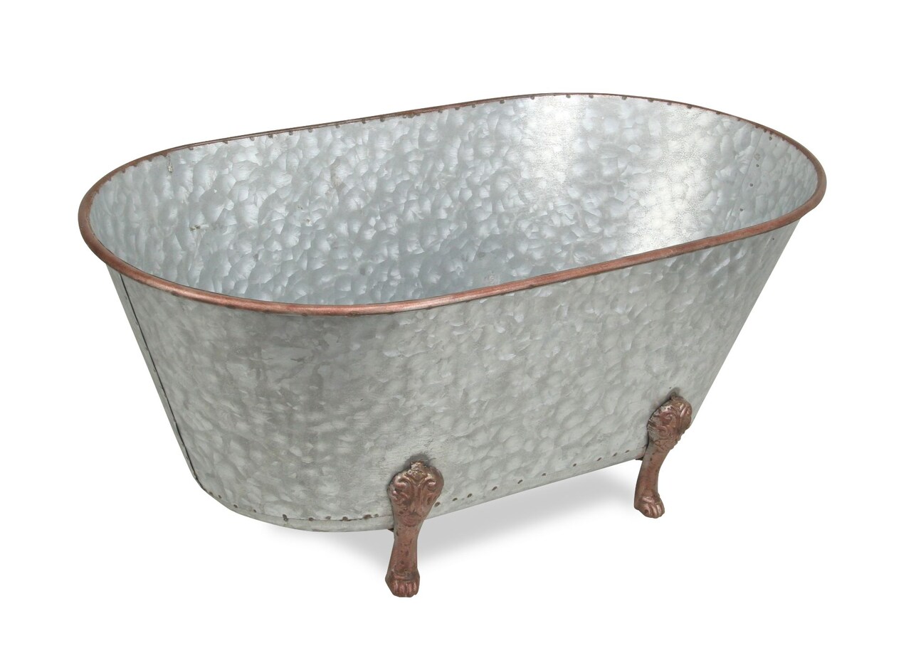 Contemporary Home Living Galvanized Metal Tub Decoration - 25" - Silver